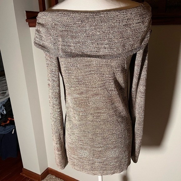White House Black Market Cowl Neck Sweater – Brown & Cream Shimmer Blend - Picture 2 of 6